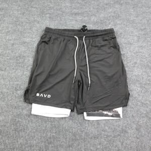 SAVD Shorts Mens L Black Athletic Microfiber Drawstring Pockets Lined 32x7* NWT